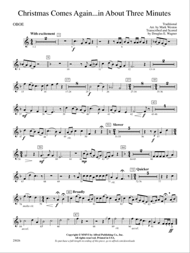 Christmas Comes Again ... in About Three Minutes: Oboe