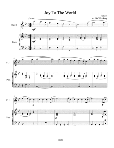 Joy to the World (flute solo) with optional piano accompaniment