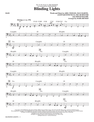 Blinding Lights (arr. Mark Brymer) - Bass