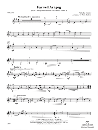 Farewell Aragog (from Harry Potter and the Half-Blood Prince): 1st Violin