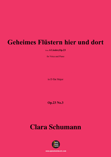 Clara Schumann-Geheimes Flüstern hier und dort,Op.23 No.3,in D flat Major