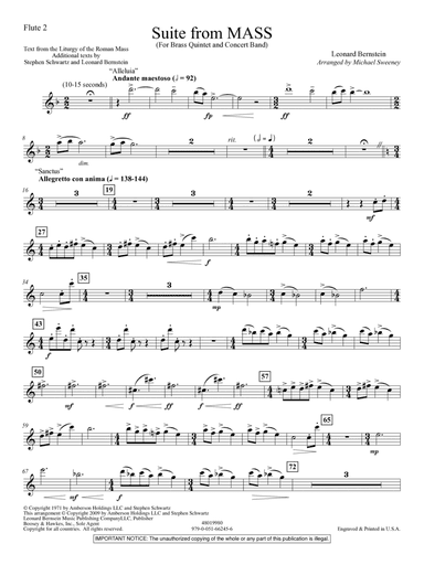 Suite from Mass (arr. Michael Sweeney) - Flute 2