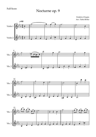 Nocturne Op.9 No. 2 (Frédéric Chopin) for Violin Duo