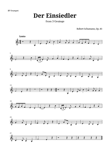Der Einsiedler by Schumann for Trumpet