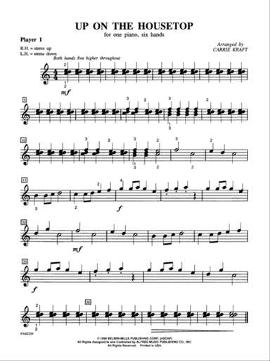 Up on the Housetop - Piano Trio (1 Piano, 6 Hands)
