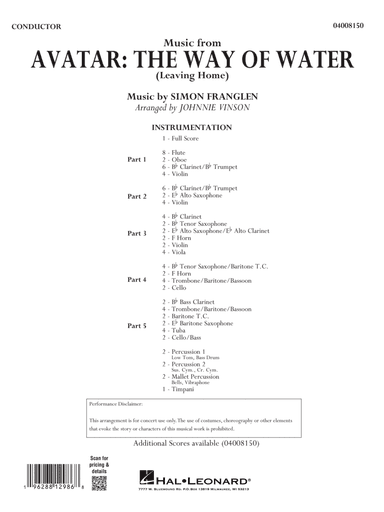 Music from Avatar: The Way Of Water (Leaving Home) (arr. Vinson) - Conductor Score (Full Score)