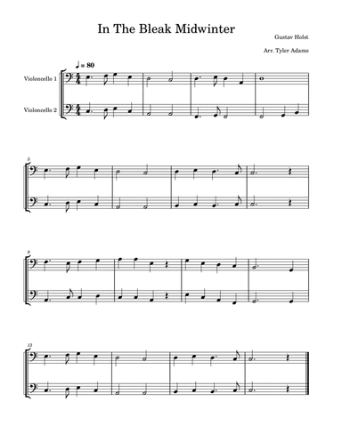 In The Bleak Midwinter (Easy Cello Duet)