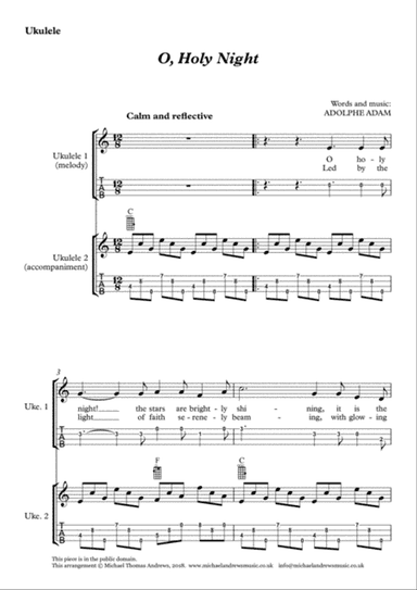 O Holy Night (for Ukulele Duet with TAB)