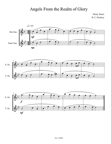 Angels From the Realm of Glory (Alto and Tenor Sax Duet)