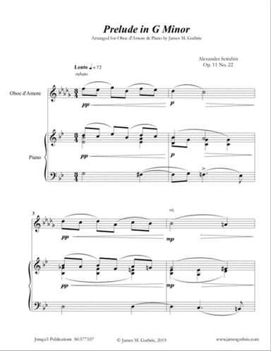 Scriabin: Prelude in G Minor for Oboe d'Amore & Piano