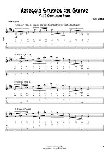 Arpeggio Studies for Guitar - The E Diminished Triad