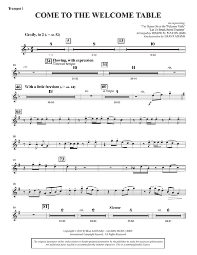 Come To The Welcome Table (Full Orchestra) - Trumpet 1
