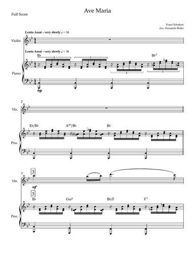 Ave Maria (Franz Schubert) for Violin Solo and Piano with Chords