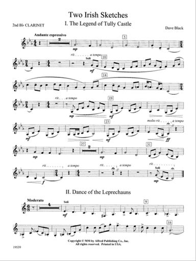 Two Irish Sketches: 2nd B-flat Clarinet