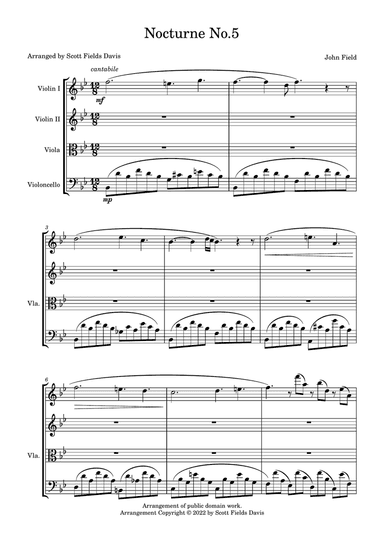 Nocturne No. 5 by John Field, arranged for string trio by Scott Fields Davis