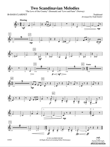 Two Scandinavian Melodies: B-flat Bass Clarinet