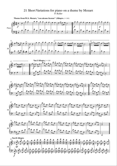 21 Variations in C on Mozart's Theme "Ah, vous dirai-je, Maman", for piano