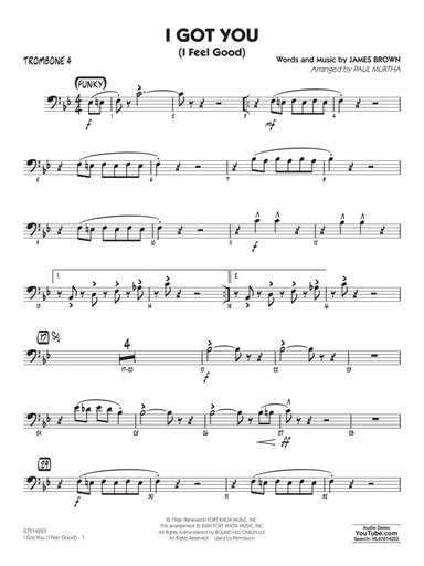 I Got You (I Feel Good) (arr. Paul Murtha) - Trombone 4