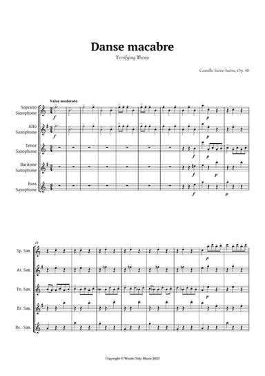 Danse Macabre by Camille Saint-Saens for Saxophone Ensemble
