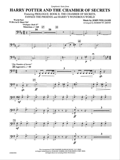 Harry Potter and the Chamber of Secrets, Symphonic Suite from: (wp) E-flat Tuba B.C.
