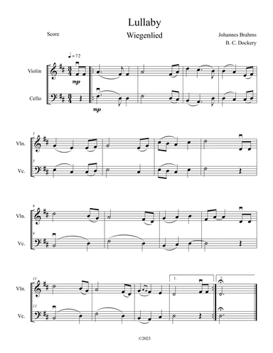 Brahms's Lullaby (Violin and Cello Duet)