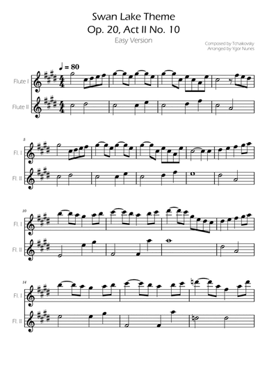 Swan Lake (theme) - Tchaikovsky - Flute Duet