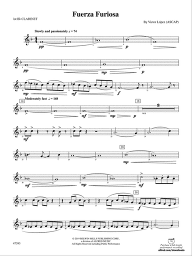 Fuerza Furiosa: 1st B-flat Clarinet