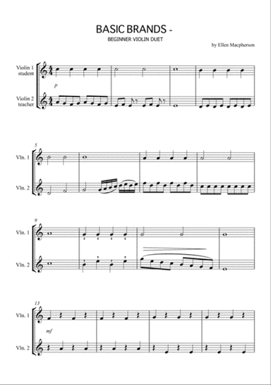 Basic Brands - Beginner Violin Duet