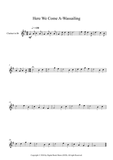 Here We Come A-Wassailing (Clarinet)
