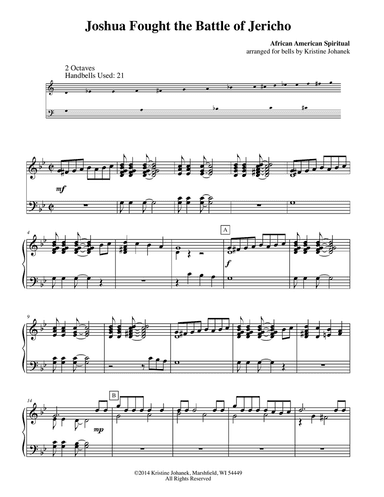 Joshua Fought the Battle of Jericho (2 octave handbells, tone chimes or hand chimes)