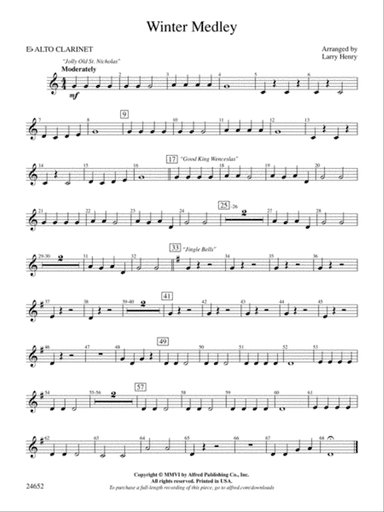 Winter Medley: E-flat Alto Clarinet