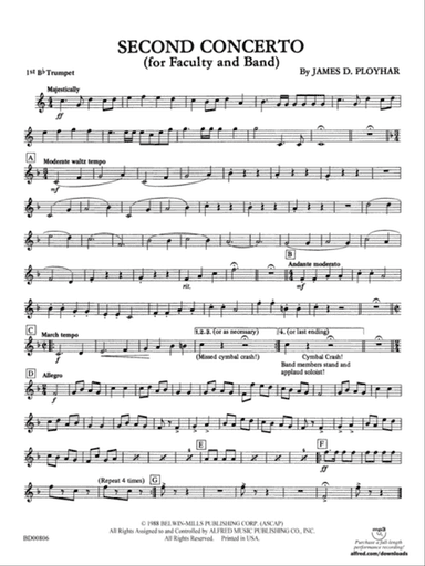 Second Concerto for Faculty and Band: 1st B-flat Trumpet