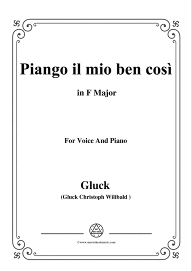 Gluck-Piango il mio ben così,from 'Orfeo ed Euridice',in F Major,for Voice and Piano