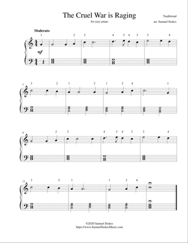 The Cruel War is Raging - for easy piano