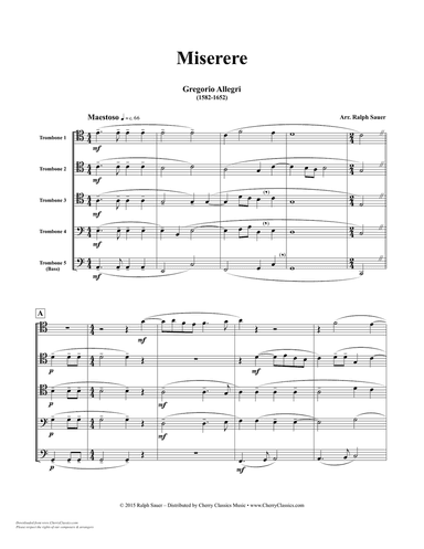 Miserere for 5-part Trombone Ensemble
