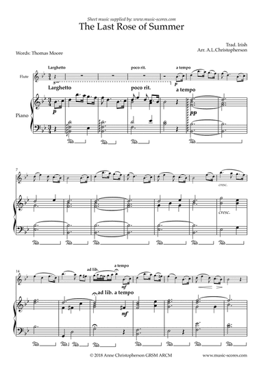 The Last Rose of Summer - Flute and Piano