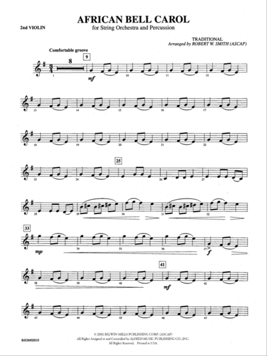 African Bell Carol (for String Orchestra and Percussion): 2nd Violin