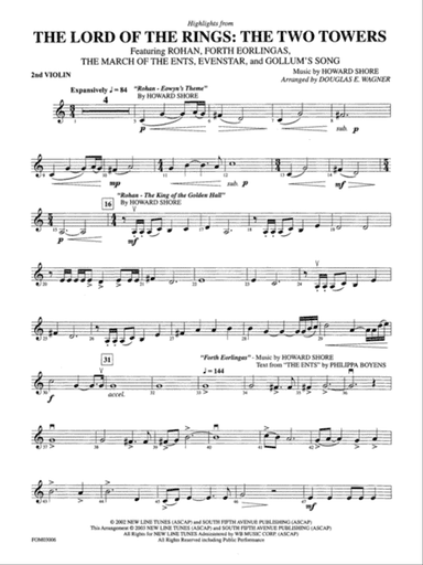 The Lord of the Rings: The Two Towers, Highlights from: 2nd Violin