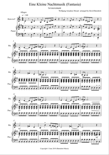 Eine Kleine Nachtmusik (Fantasia) 1st Movement for French Horn and Piano