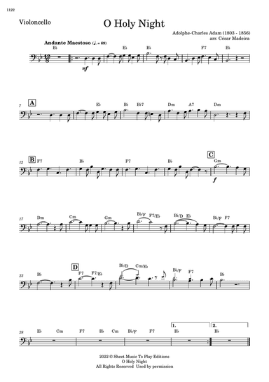 O Holy Night - Cello Solo - W/Chords
