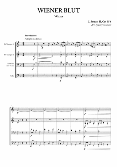Wiener Blut for Brass Quartet