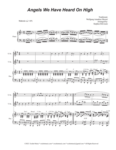 Angels We Have Heard On High (Duet for Soprano and Tenor Saxophone)