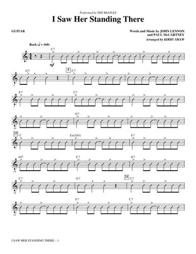I Saw Her Standing There (arr. Kirby Shaw) - Guitar