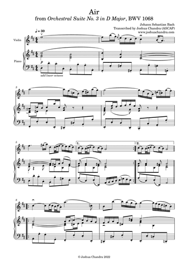 J.S. Bach's Air on a G String (from Orchestral Suite No. 3)