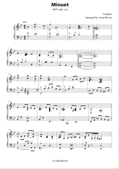 Johann Sebastian Bach - Minuet BWV Anh. 115 - Jazz Advanced Intermediate Piano
