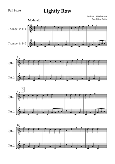 Lightly Row for Trumpet in Bb Duo