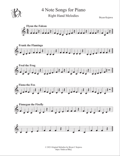 4 Note Songs for Piano (CDEF right hand)