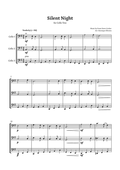 Silent Night (Cello Trio) - Beginner Level