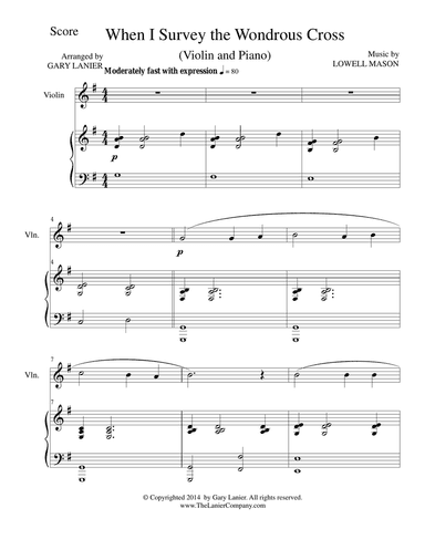 WHEN I SURVEY THE WONDROUS CROSS (Violin/Piano and Violin Part)