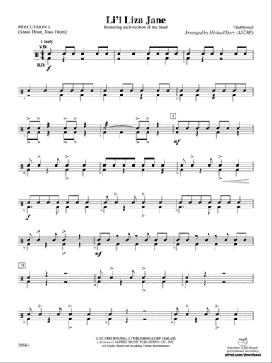 Li'l Liza Jane: 1st Percussion